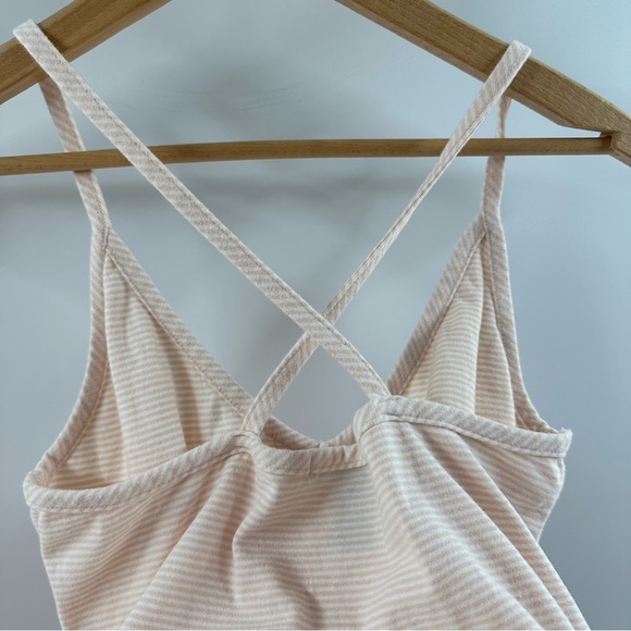 Forever 21 Light Pink & White Striped Bodysuit – Crisscross Back, Size Medium - Picture 6 of 7